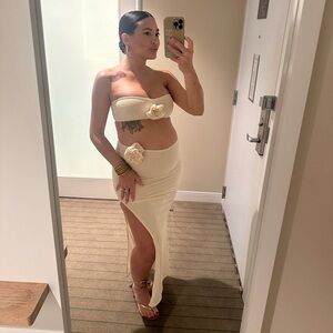 White Fox Boutique Cream Skirt Set